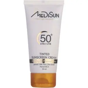 کرم ضد آفتاب مدیسان رنگی مناسب برای پوست خشک و نرمال SPF 50 ظرفیت 50 میلی لیتر