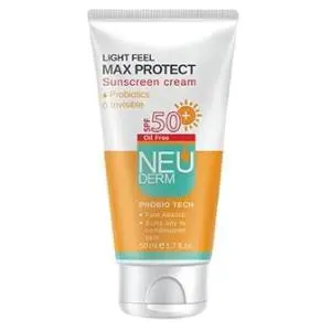 کرم ضد آفتاب نئودرم بی رنگ مناسب برای پوست چرب و مختلط SPF 50 مدل Max Protect ظرفیت 50 میلی لیتر