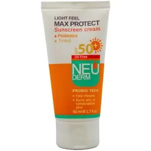 کرم ضد آفتاب نئودرم رنگی مناسب برای پوست چرب و مختلط SPF 50 مدل Max Protect ظرفیت 50 میلی لیتر