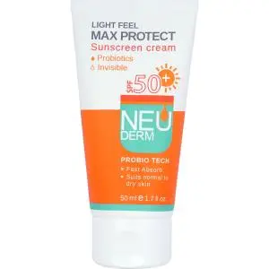 کرم ضد آفتاب نئودرم بی رنگ مناسب برای پوست نرمال تا خشک SPF 50 مدل Max Protect ظرفیت 50 میلی لیتر