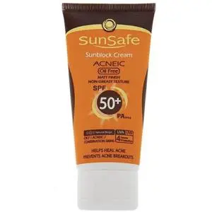 کرم ضد آفتاب سان سیف بژ طبیعی مناسب برای پوست چرب و مستعد آکنه SPF 50 ظرفیت 50 میلی لیتر