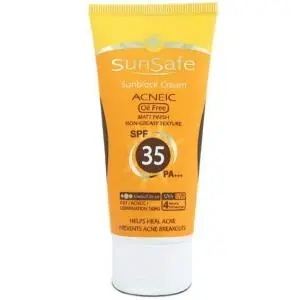 کرم ضد آفتاب سان سیف بژ طبیعی مناسب برای پوست چرب و مستعد آکنه SPF 35 ظرفیت 50 میلی لیتر