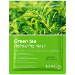 ماسک صورت ورقه ای طراوت بخش بیوآکوا حاوی عصاره چای سبز وزن 25 گرم