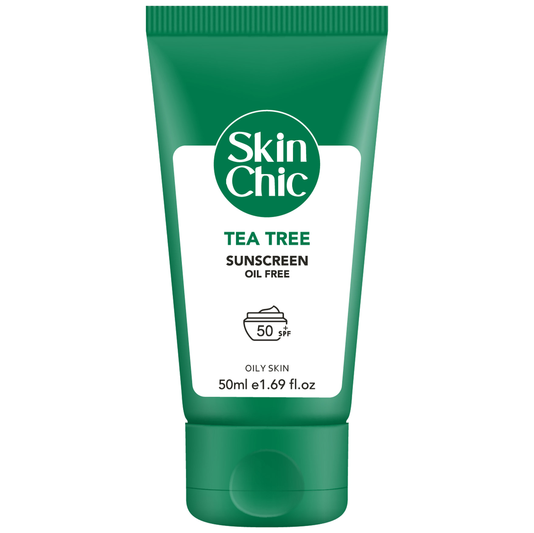 کرم ضد آفتاب اسکین شیک SPF50 مناسب پوست چرب حاوی عصاره درخت چای ظرفیت 50 میلی لیتر
