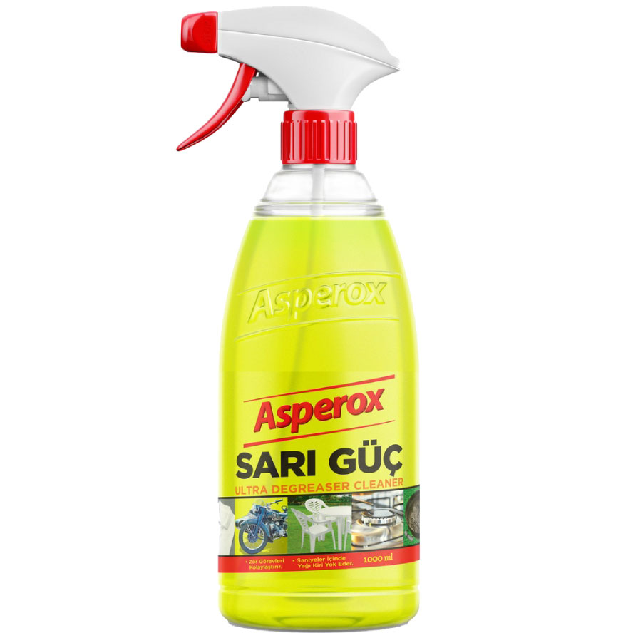 اسپری پاک کننده روغن آسپروکس حاوی رایحه لیمو مدل Sari Guc ظرفیت 1000 میلی لیتر