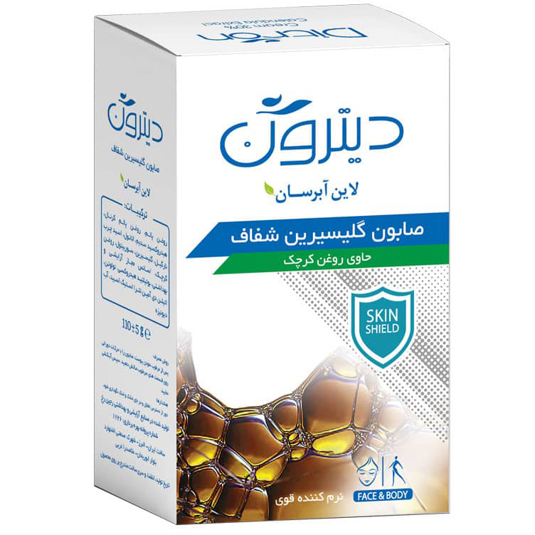 صابون آبرسان و نرم کننده قوی دیترون حاوی گلیسیرین شفاف و روغن کرچک وزن 110 گرم